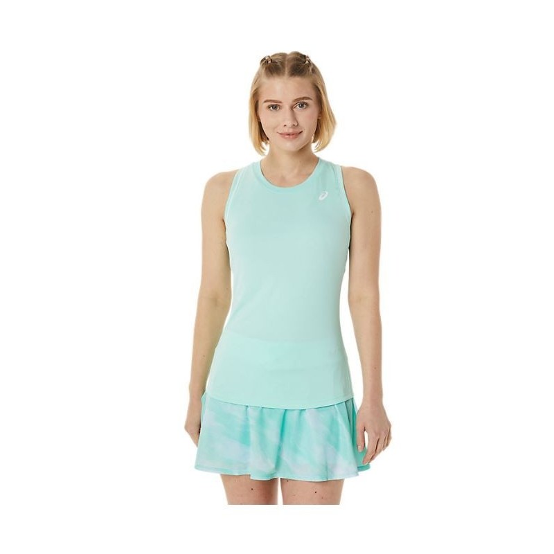 Camiseta Asics Court W Piping Tank Verde Agua